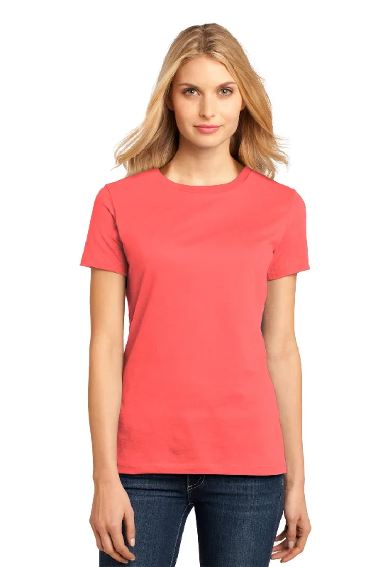 Printed women's T - shirt with a tropical patternDistrict Womens Perfect Weight Short Sleeve Crewneck T-Shirt - Coral