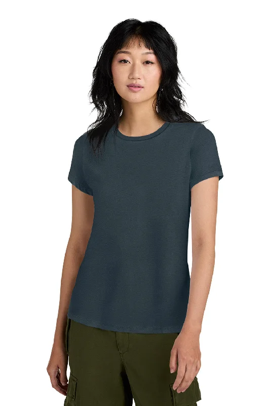 Women's T - shirt with a lace - up backDistrict Womens Perfect Weight Short Sleeve Crewneck T-Shirt - Deep Steel Blue