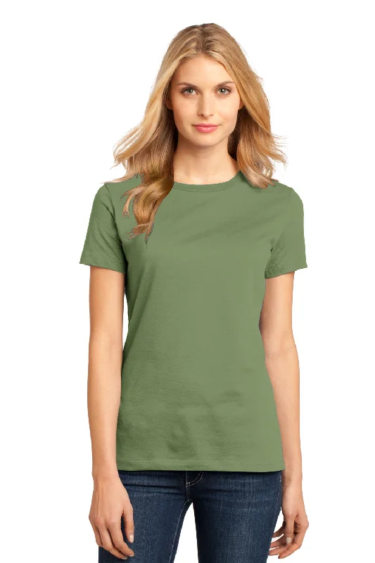 Women's T - shirt with a fringed hem and a tassel - trimmed pocketDistrict Womens Perfect Weight Short Sleeve Crewneck T-Shirt - Fresh Fatigue Green