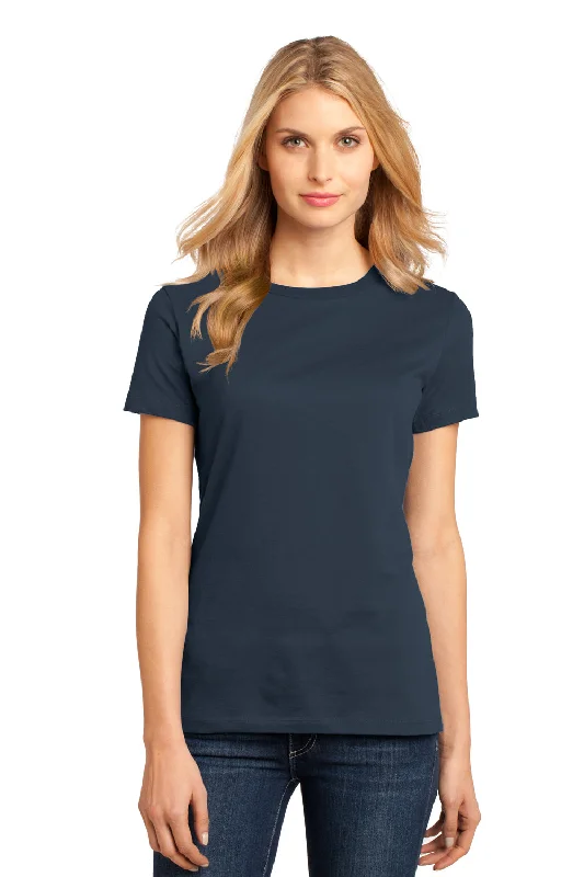 Open - work women's T - shirt with a scalloped hemDistrict Womens Perfect Weight Short Sleeve Crewneck T-Shirt - New Navy Blue Open - work women's T - shirt with a scalloped hemDistrict Womens Perfect Weight Short Sleeve Crewneck T-Shirt - New Navy Blue