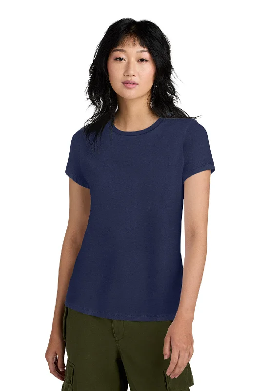 Open - front women's T - shirt for a versatile lookDistrict Womens Perfect Weight Short Sleeve Crewneck T-Shirt - Tanzanite Blue