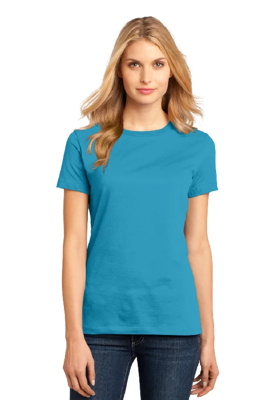 Women's T - shirt with a patch pocketDistrict Womens Perfect Weight Short Sleeve Crewneck T-Shirt - Bright Turquoise Blue