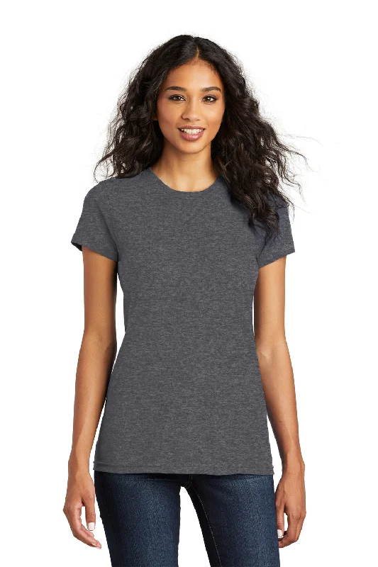 Cable knit women's T - shirt with a cable - textured collarDistrict Womens The Concert Short Sleeve Crewneck T-Shirt - Heather Charcoal Grey