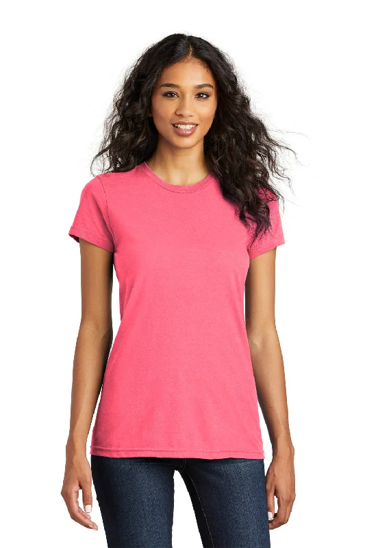Women's turtleneck T - shirt for a sophisticated appearanceDistrict Womens The Concert Short Sleeve Crewneck T-Shirt - Neon Pink - Closeout