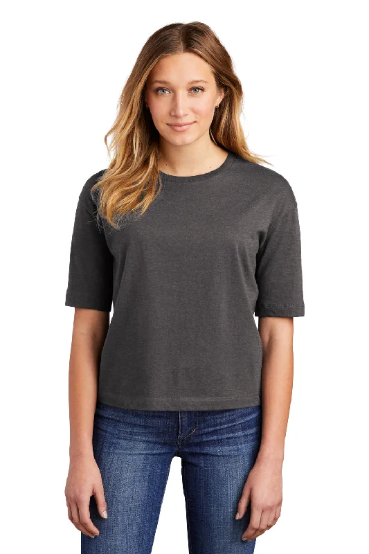 Printed women's T - shirt with a nautical - themed patternDistrict Womens Very Important Boxy Short Sleeve Crewneck T-Shirt - Heather Charcoal Grey