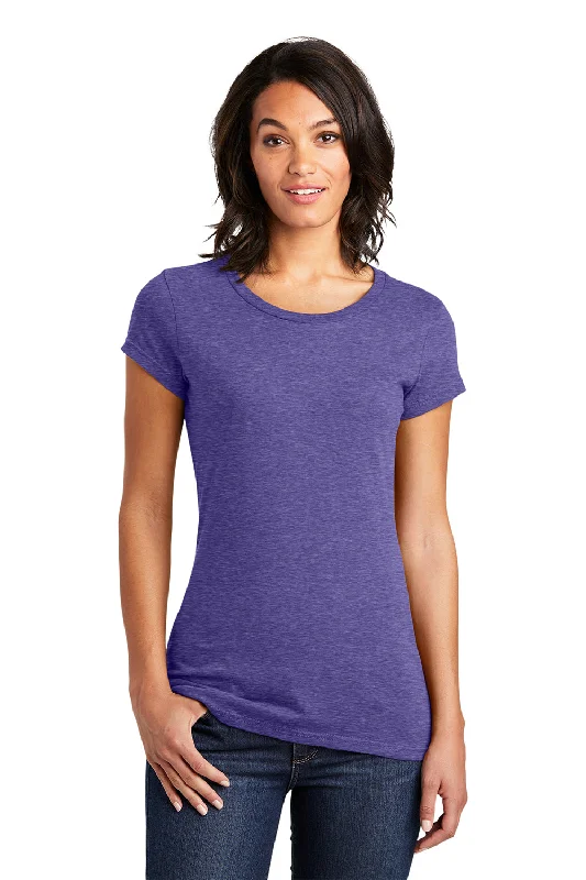 Embroidered women's T - shirt with floral designsDistrict Womens Very Important Short Sleeve Crewneck T-Shirt - Heather Purple