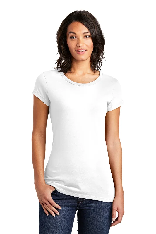 Long - length women's T - shirt with a hood and a drawstringDistrict Womens Very Important Short Sleeve Crewneck T-Shirt - White