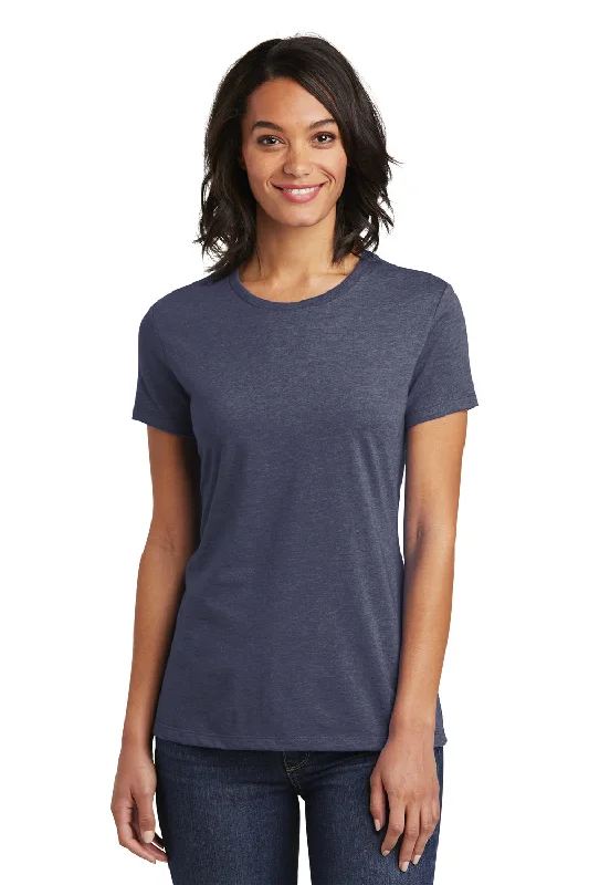 Open - front women's T - shirt with a beltDistrict Womens Very Important Short Sleeve Crewneck T-Shirt - Heather Navy Blue
