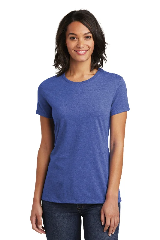Women's T - shirt with a metallic - colored buttonDistrict Womens Very Important Short Sleeve Crewneck T-Shirt - Royal Blue Frost