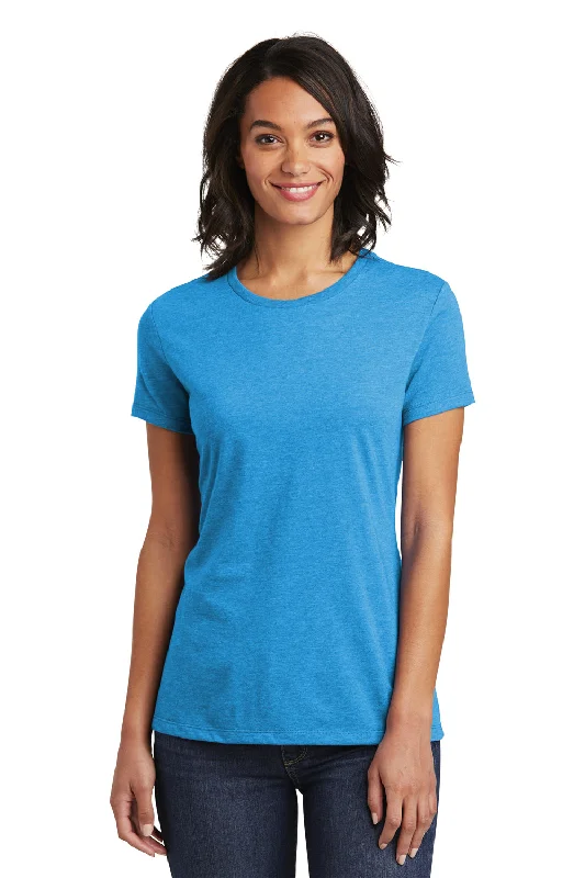 Sleeveless women's athletic T - shirt for workoutsDistrict Womens Very Important Short Sleeve Crewneck T-Shirt - Heather Bright Turquoise Blue