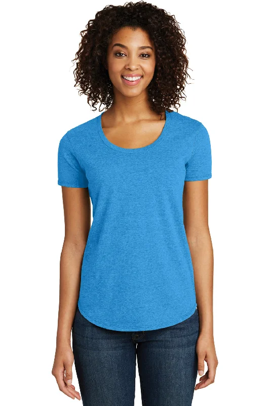 Fitted women's T - shirt with a ruched sideDistrict Womens Very Important Short Sleeve Crewneck T-Shirt - Heather Bright Turquoise Blue - Closeout