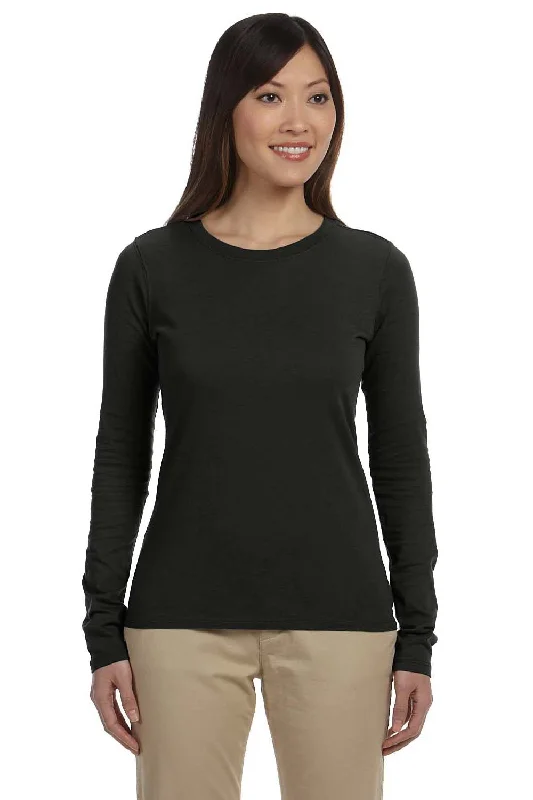 Women's T - shirt with a flapped pocket and a zip - up closureEconscious Womens Long Sleeve Crewneck T-Shirt - Black Women's T - shirt with a flapped pocket and a zip - up closureEconscious Womens Long Sleeve Crewneck T-Shirt - Black