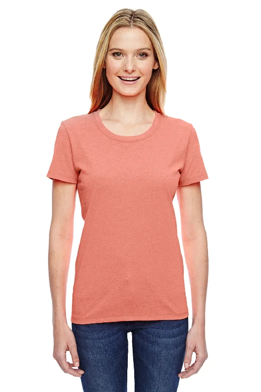 Women's T - shirt with a dropped - shoulder and wide - sleeve designFruit Of The Loom Womens HD Jersey Short Sleeve Crewneck T-Shirt - Heather Retro Coral
