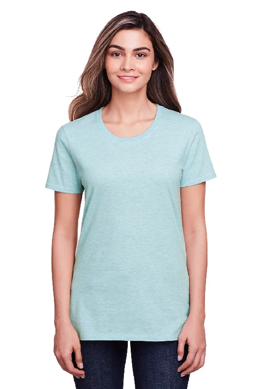 Women's T - shirt with a cropped and boxy fitFruit Of The Loom Womens Iconic Short Sleeve Crewneck T-Shirt - Heather Aqua Velvet Blue - Closeout
