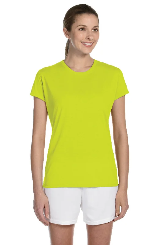 Cable knit women's T - shirt with a cable - textured pocketGildan Womens Performance Jersey Moisture Wicking Short Sleeve Crewneck T-Shirt - Safety Green - Closeout