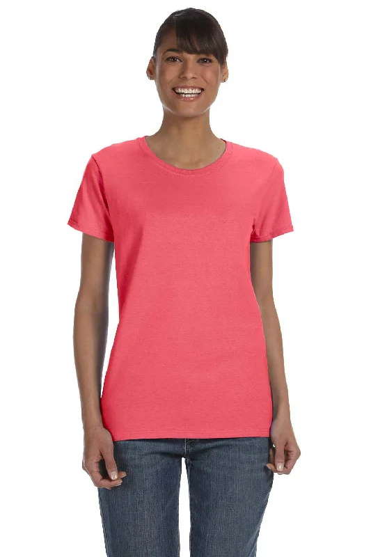 Long - sleeved women's T - shirt with a flutter - sleeve designGildan Womens Short Sleeve Crewneck T-Shirt - Coral Silk