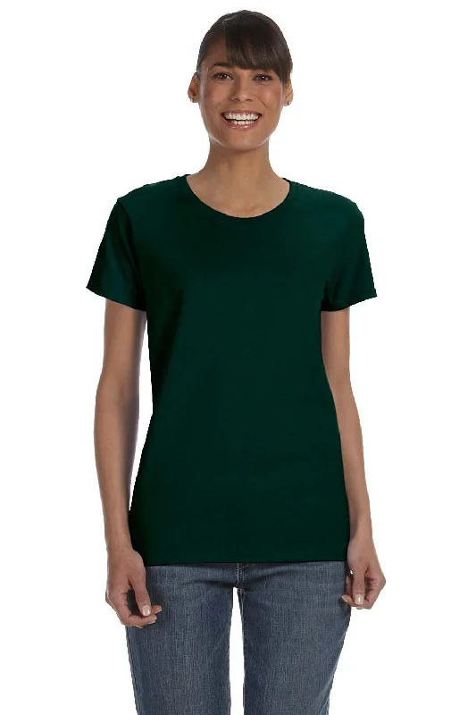 A - line women's T - shirt with a tiered ruffleGildan Womens Short Sleeve Crewneck T-Shirt - Forest Green