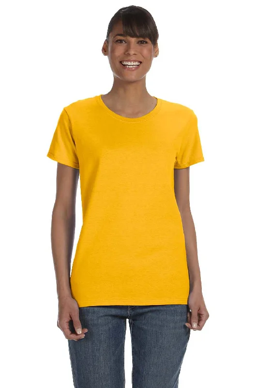 Women's T - shirt with a flapped pocket and a zip - up closureGildan Womens Short Sleeve Crewneck T-Shirt - Gold