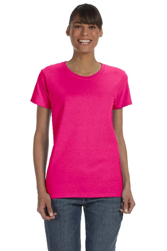 Mock neck women's T - shirt for a modern twistGildan Womens Short Sleeve Crewneck T-Shirt - Heliconia Pink