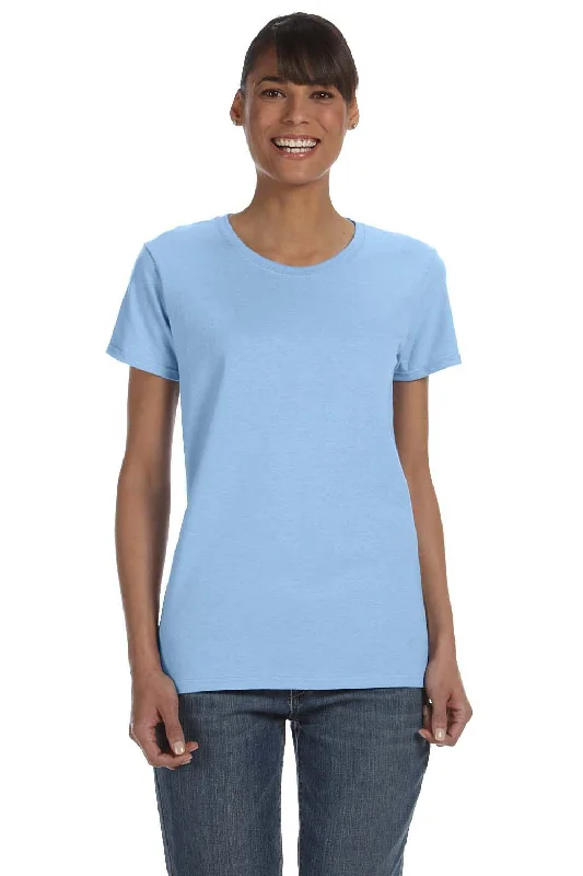 Women's T - shirt with a metallic - colored yarn and a ribbed textureGildan Womens Short Sleeve Crewneck T-Shirt - Light Blue
