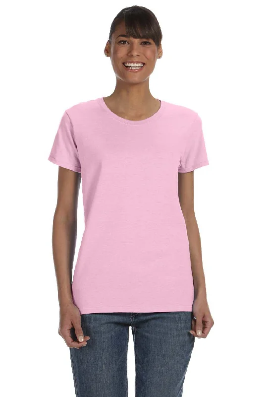 Open - work women's T - shirt with a lace - like patternGildan Womens Short Sleeve Crewneck T-Shirt - Light Pink
