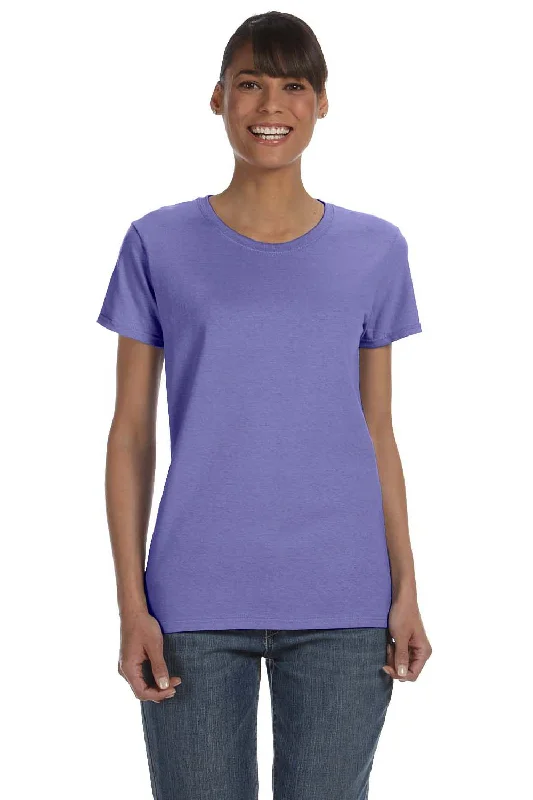 Women's T - shirt with a sequined collarGildan Womens Short Sleeve Crewneck T-Shirt - Violet Purple