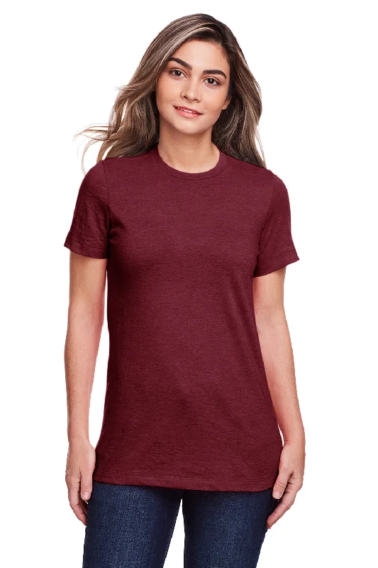 Women's T - shirt with a fringed hem and a tassel - trimmed pocketGildan Womens Softstyle CVC Short Sleeve Crewneck T-Shirt - Maroon Mist Women's T - shirt with a fringed hem and a tassel - trimmed pocketGildan Womens Softstyle CVC Short Sleeve Crewneck T-Shirt - Maroon Mist