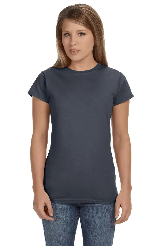 Mock - neck women's T - shirt with a zip - up frontGildan Womens Softstyle Short Sleeve Crewneck T-Shirt - Heather Dark Grey