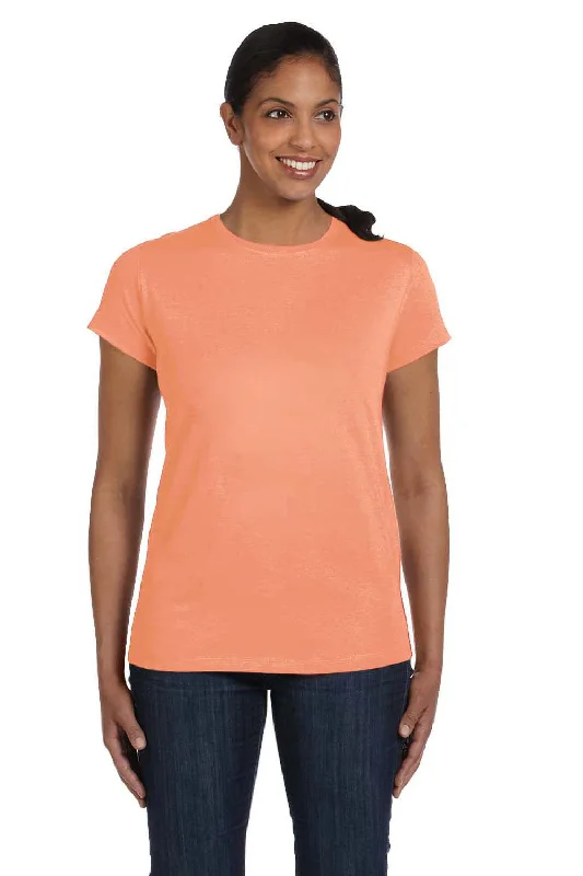 Printed women's T - shirt with a geometric - floral patternHanes Womens ComfortSoft Short Sleeve Crewneck T-Shirt - Candy Orange - Closeout