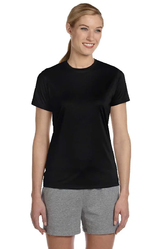 Women's T - shirt with a ruffled collarHanes Womens Cool DRI FreshIQ Moisture Wicking Short Sleeve Crewneck T-Shirt - Black