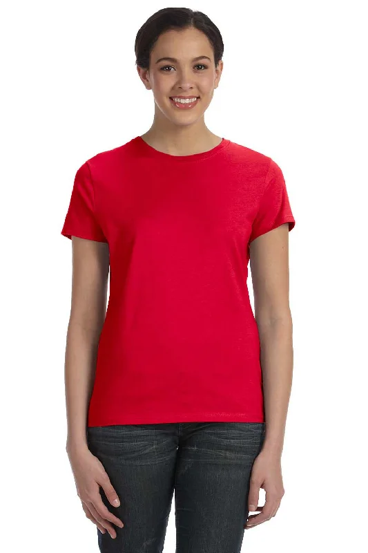 Long - length women's T - shirt with a hood and a drawstringHanes Womens Nano-T Short Sleeve Crewneck T-Shirt - Deep Red Long - length women's T - shirt with a hood and a drawstringHanes Womens Nano-T Short Sleeve Crewneck T-Shirt - Deep Red