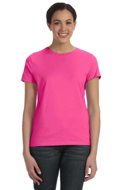 Women's T - shirt with a burnout floral patternHanes Womens Nano-T Short Sleeve Crewneck T-Shirt - Wow Pink - Closeout