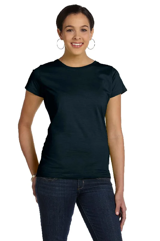 Women's T - shirt with a flapped pocket and a zip - up closureLAT Womens Fine Jersey Short Sleeve Crewneck T-Shirt - Black