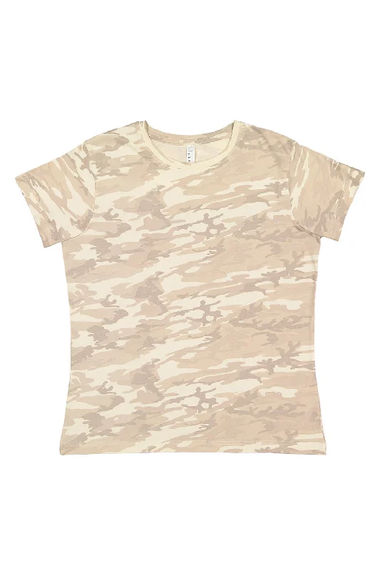 Metallic - threaded women's T - shirt for a touch of glamourLAT Womens Fine Jersey Short Sleeve Crewneck T-Shirt - Natural Camo