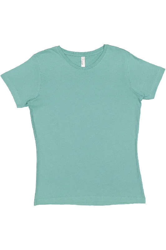 Cable knit women's T - shirt with a beltLAT Womens Fine Jersey Short Sleeve Crewneck T-Shirt - Saltwater Green