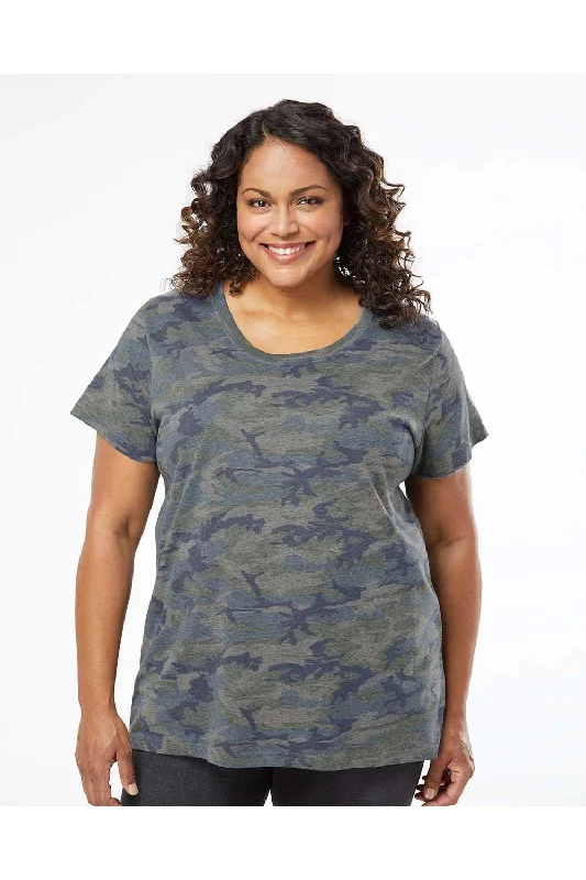 Long - sleeved women's T - shirt with a bell - sleeve designLAT Womens Curvy Collection Fine Jersey Short Sleeve Crewneck T-Shirt - Vintage Camo - NEW