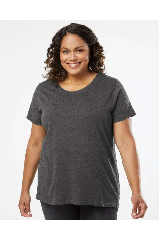 Sheer - sleeved women's T - shirt for an alluring lookLAT Womens Curvy Collection Fine Jersey Short Sleeve Crewneck T-Shirt - Vintage Smoke Grey - NEW
