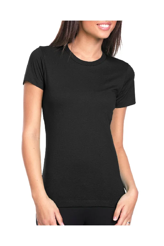 Women's T - shirt with a metallic - colored buttonNext Level Womens Boyfriend Fine Jersey Short Sleeve Crewneck T-Shirt - Black