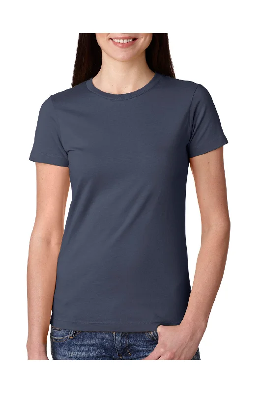 Women's T - shirt with a ribbed cuffs and hemNext Level Womens Boyfriend Fine Jersey Short Sleeve Crewneck T-Shirt - Indigo Blue