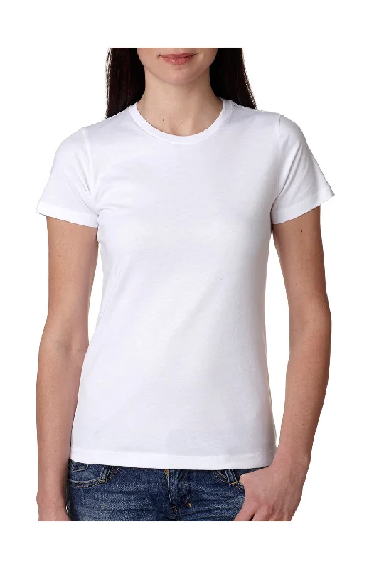 Women's T - shirt with a high - low hem and side slitsNext Level Womens Boyfriend Fine Jersey Short Sleeve Crewneck T-Shirt - White