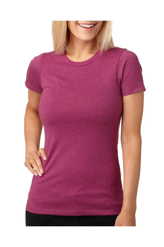 Fitted women's T - shirt with a ruched sideNext Level Womens CVC Jersey Short Sleeve Crewneck T-Shirt - Lush Pink