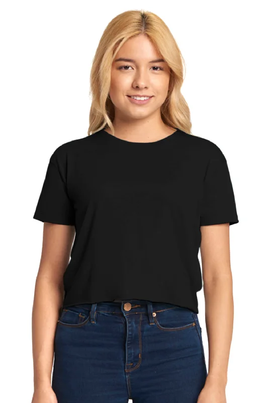 Floral - embroidered women's T - shirtNext Level Womens Festival Cali Crop Short Sleeve Crewneck T-Shirt - Black