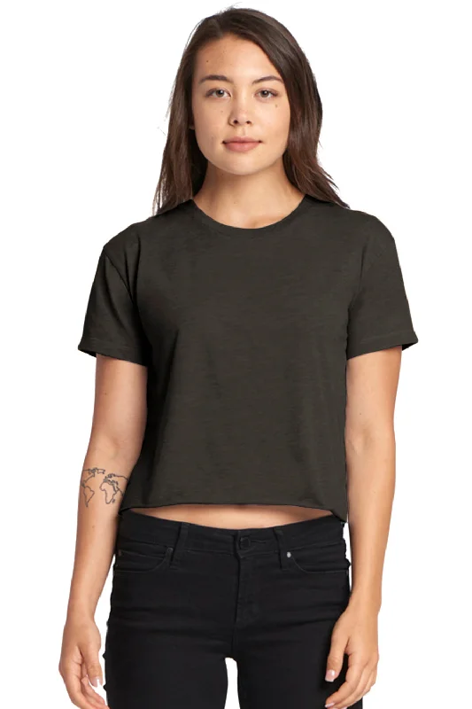 Women's off - the - shoulder T - shirt for a flirty lookNext Level Womens Festival Cali Crop Short Sleeve Crewneck T-Shirt - Charcoal Grey