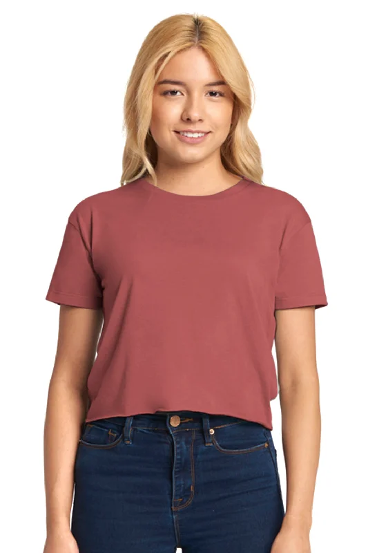 Printed women's T - shirt with a retro - inspired patternNext Level Womens Festival Cali Crop Short Sleeve Crewneck T-Shirt - Smoked Paprika Red