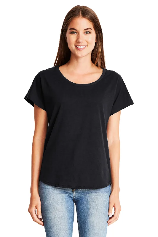 Women's T - shirt with a sequined sleeveNext Level Womens Ideal Dolman Short Sleeve Crewneck T-Shirt - Black