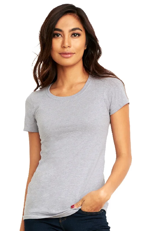 Mock - neck women's T - shirt with a zip - up frontNext Level Womens Ideal Jersey Short Sleeve Crewneck T-Shirt - Heather Grey