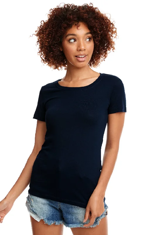 Fitted women's turtleneck T - shirt with a cut - out backNext Level Womens Ideal Jersey Short Sleeve Crewneck T-Shirt - Midnight Navy Blue