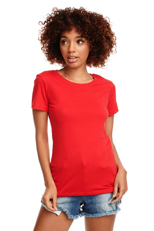 Fuzzy women's T - shirt with a hoodNext Level Womens Ideal Jersey Short Sleeve Crewneck T-Shirt - Red