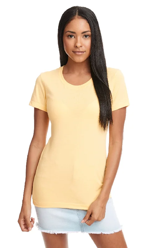 Fitted women's turtleneck T - shirt with a cut - out backNext Level Womens Ideal Jersey Short Sleeve Crewneck T-Shirt - Banana Cream Yellow