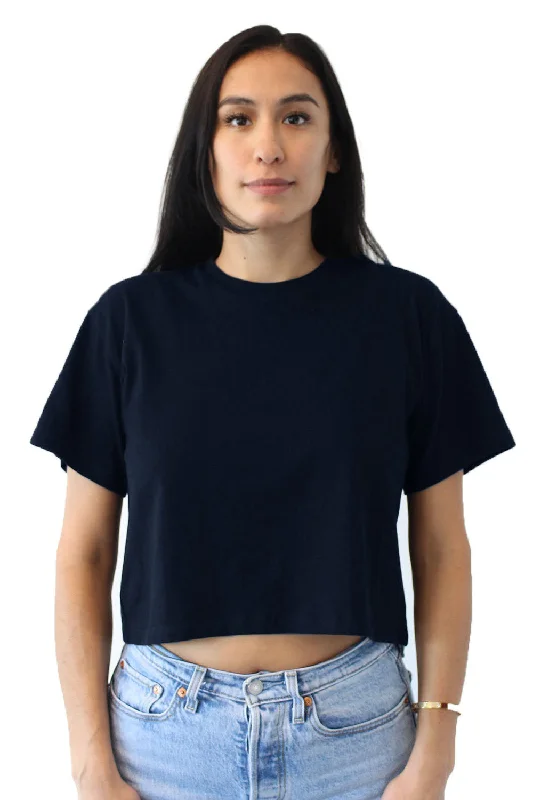 Tassel - trimmed women's T - shirt for a bohemian styleNext Level Womens Ideal Crop Short Sleeve Crewneck T-Shirt - Midnight Navy Blue